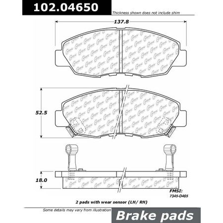 CENTRIC PARTS CTEK Brake Pads, 102.04650 102.04650